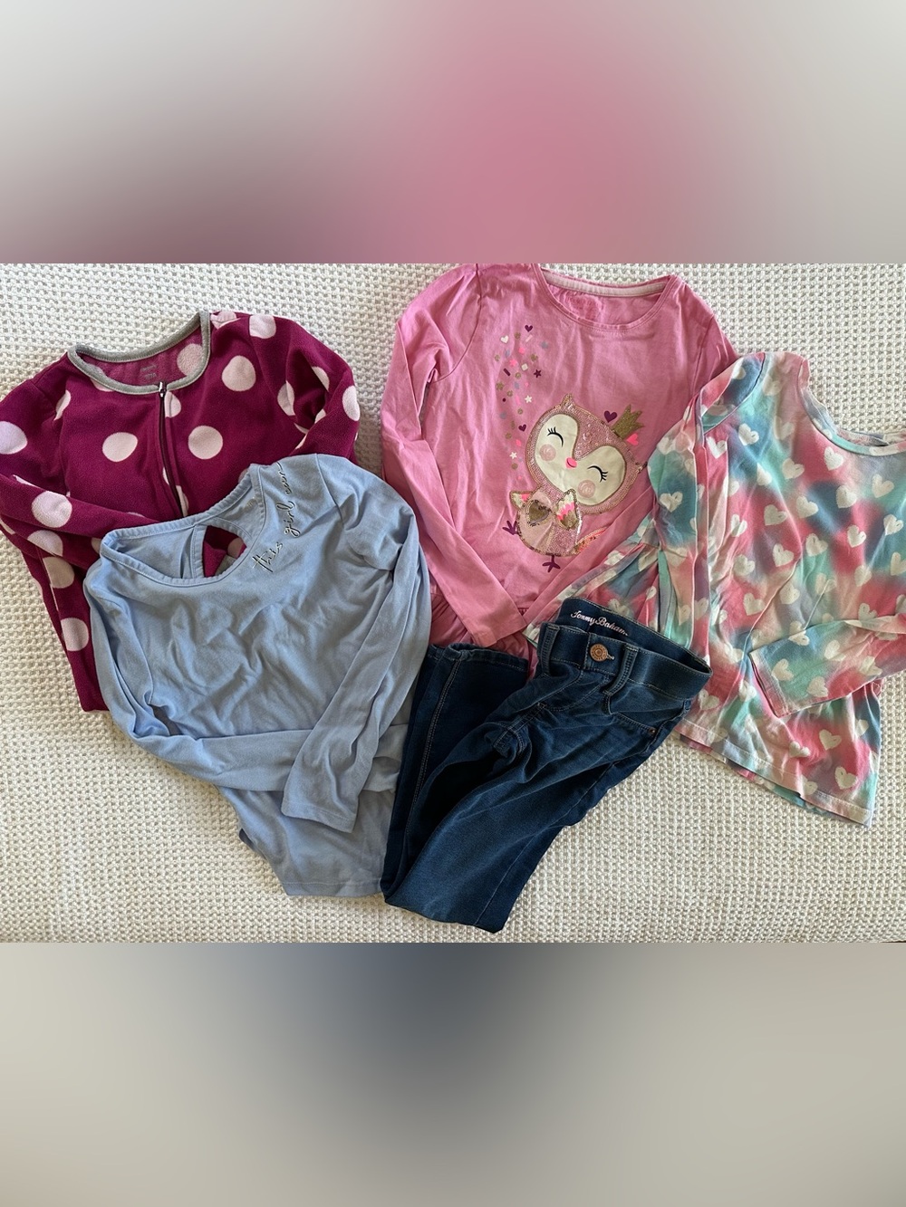 Carter's Pink Owl Long Sleeve Tee with Glitter Accents